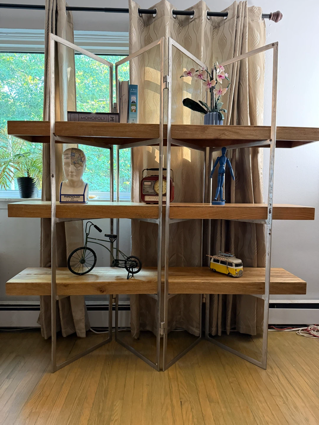 Modern Metal and Wood Shelf Unit - photo 2