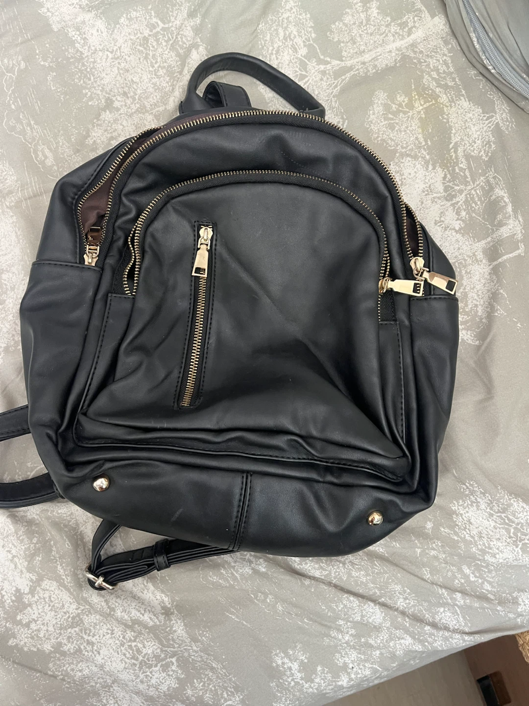 CODE Black Faux Leather Mini Backpack