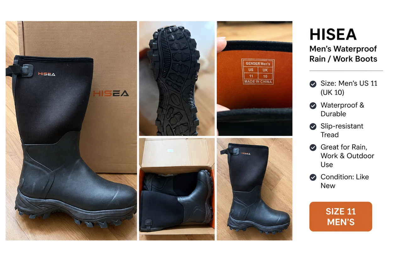HISEA Men's Waterproof Rain/Work Boots Size 11 - photo 3