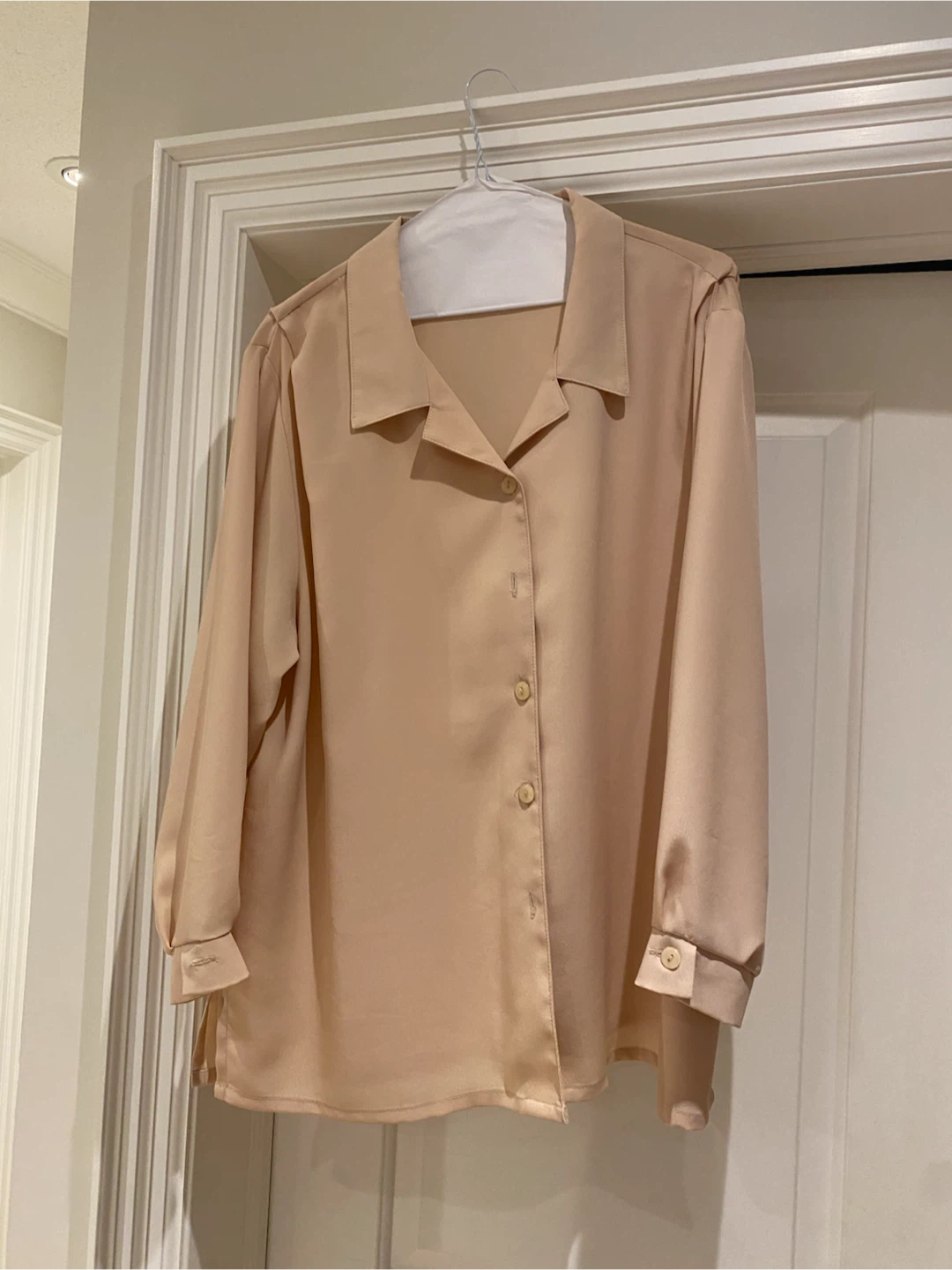Women's Beige Button-Up Blouse