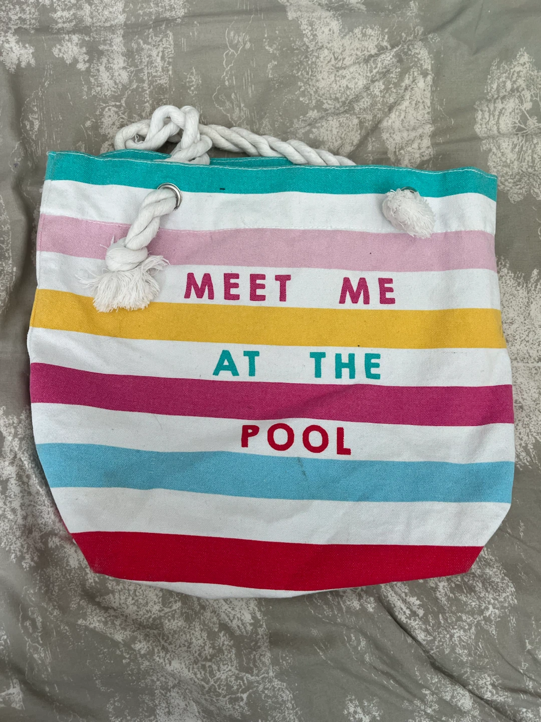 Striped Beach Tote Bag "Meet Me At The Pool" - photo 5