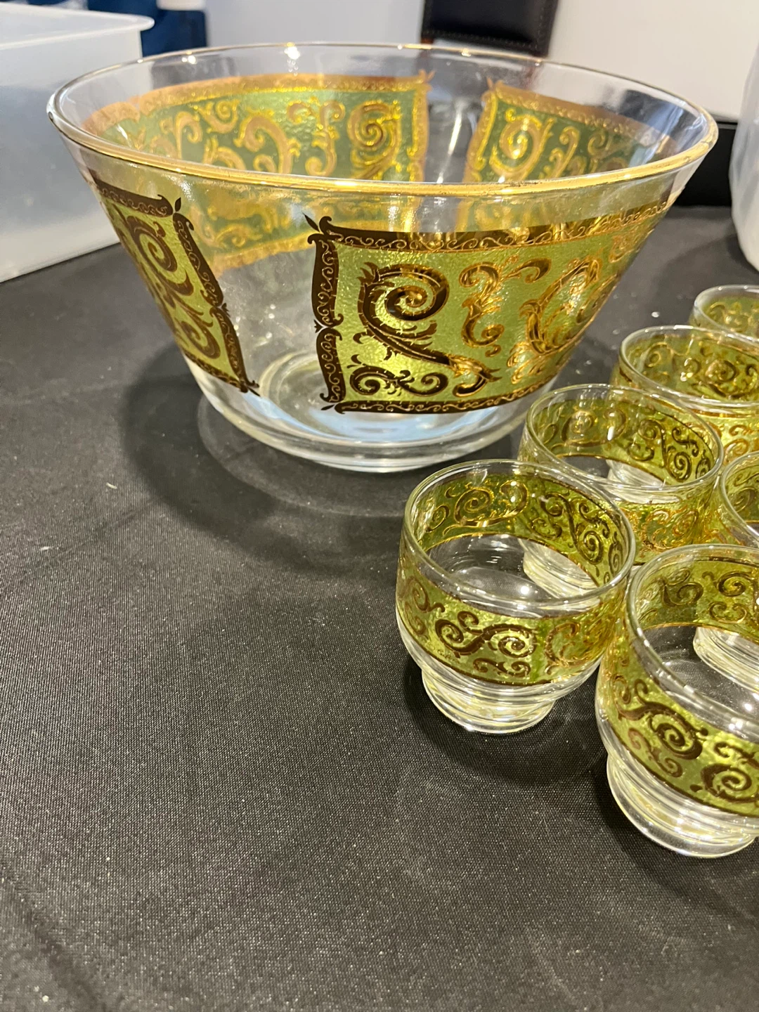 Vintage Glass Punch Bowl and Glasses Set - photo 3