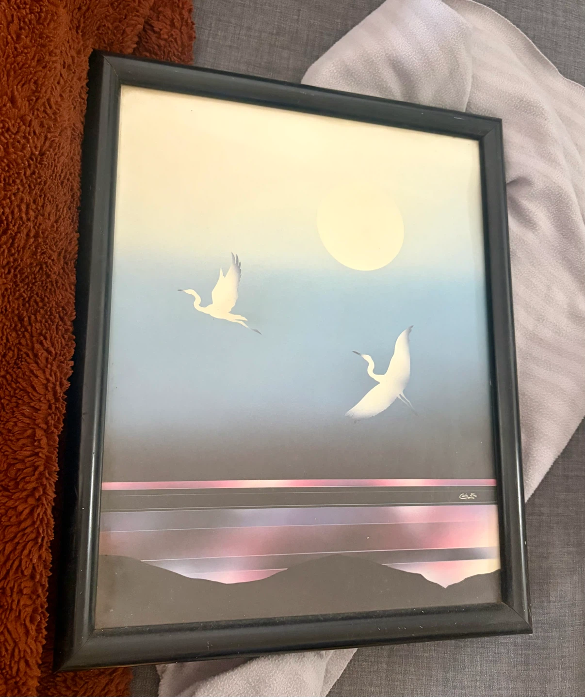 Framed Art Print of Birds and Sun