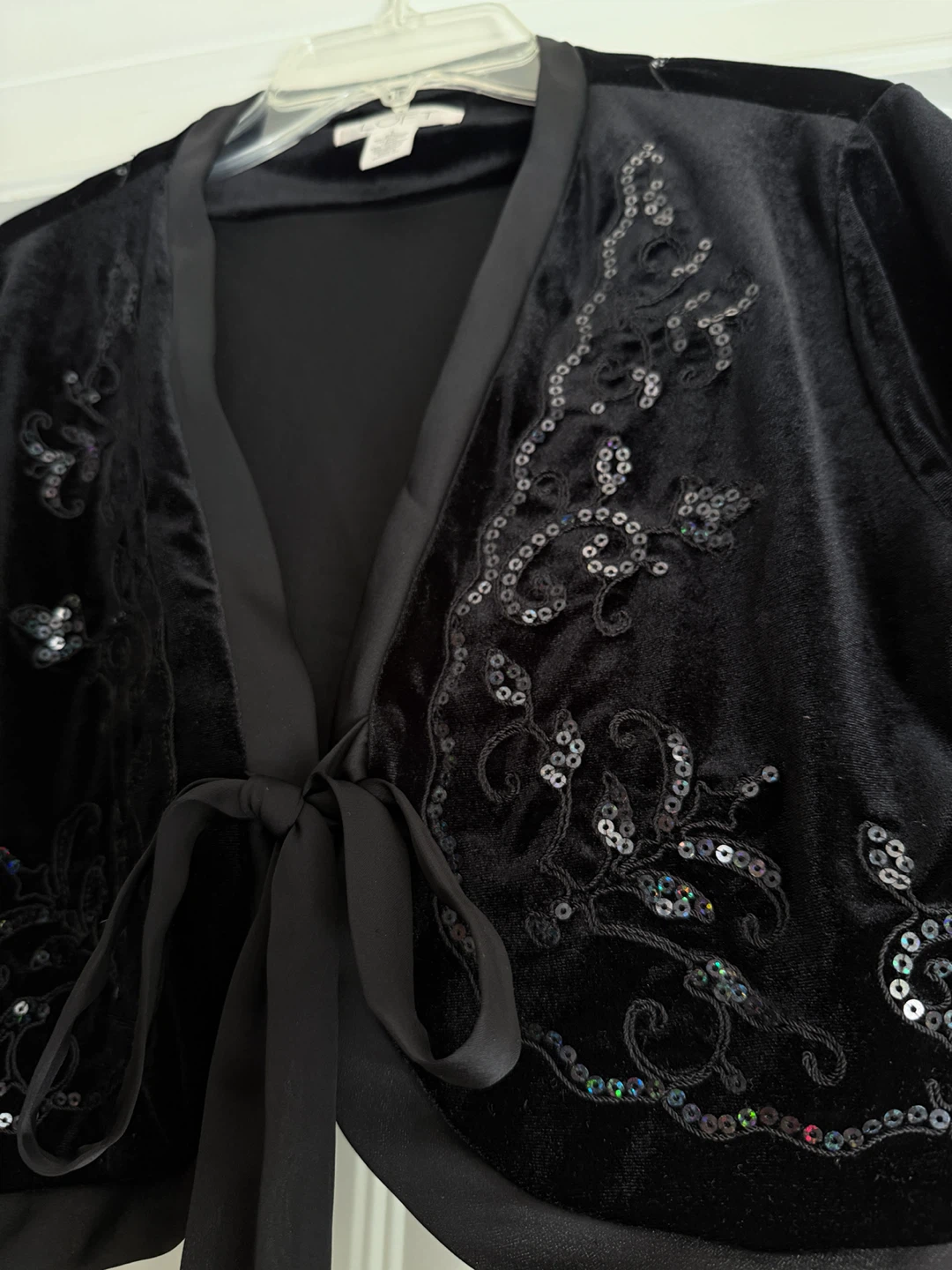 LOFT Black Velvet Sequin Kimono Jacket - photo 2