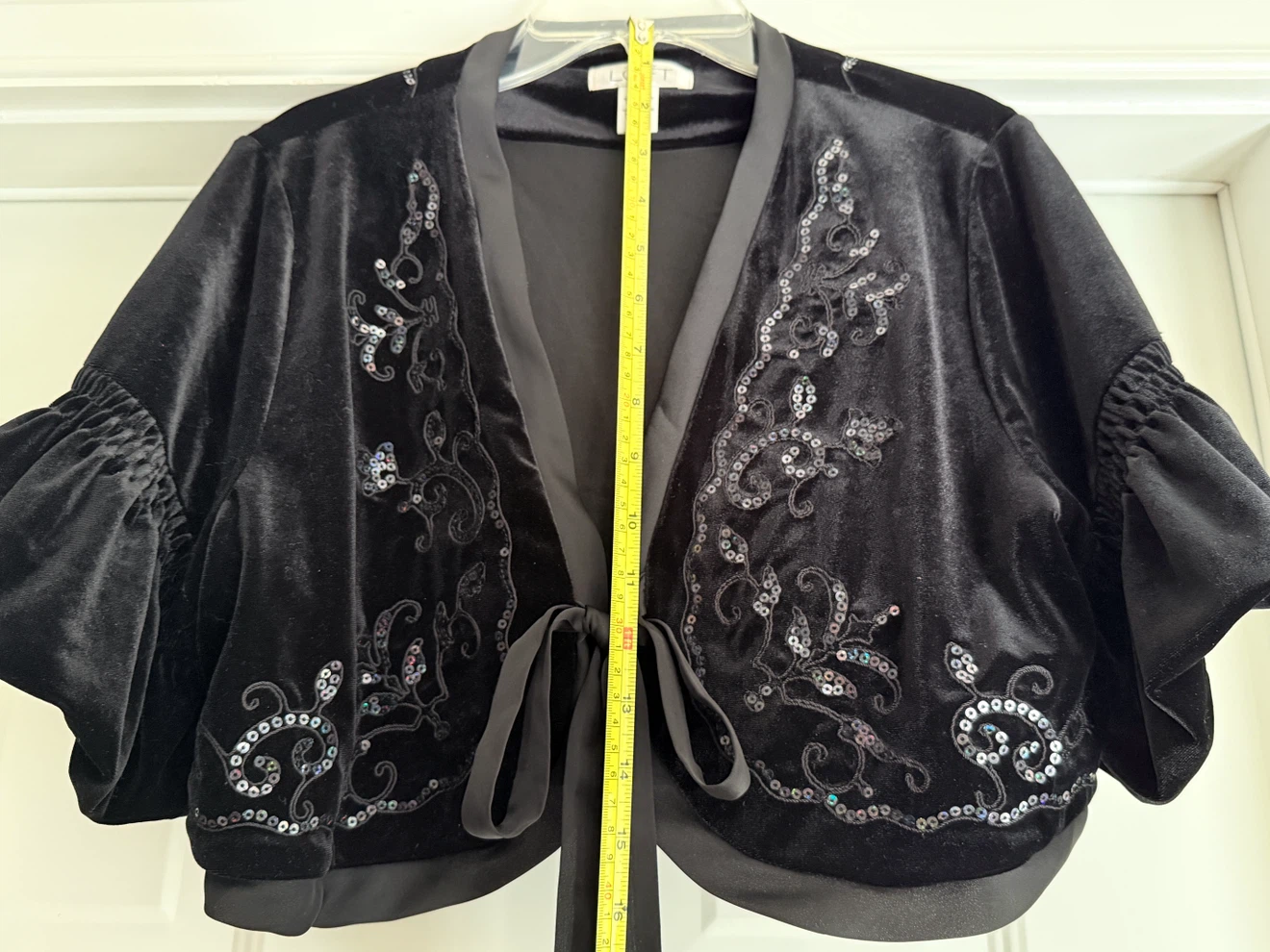 LOFT Black Velvet Sequin Kimono Jacket - photo 5