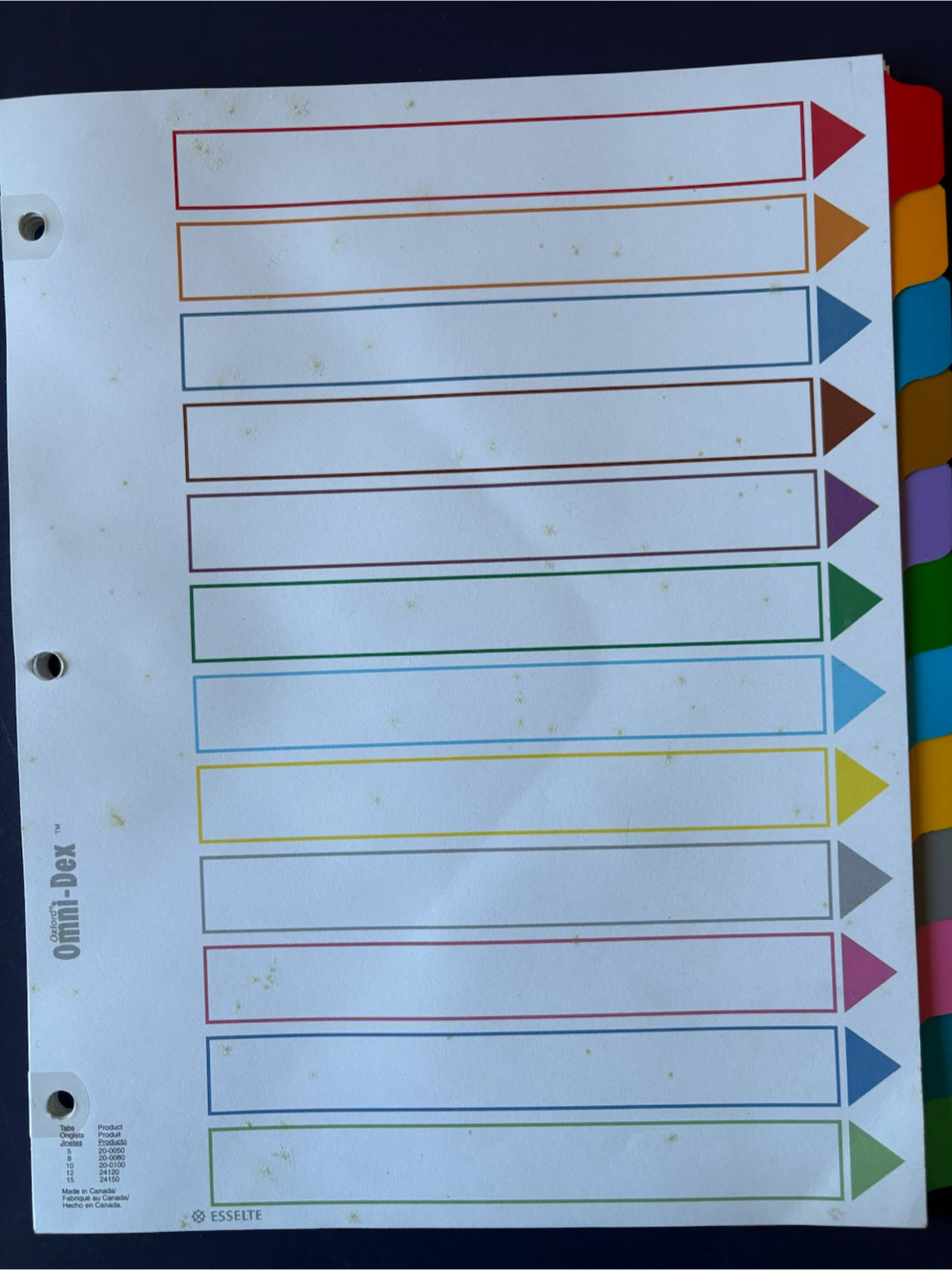 Esselte Omni-Dex Dividers (12 tabs)