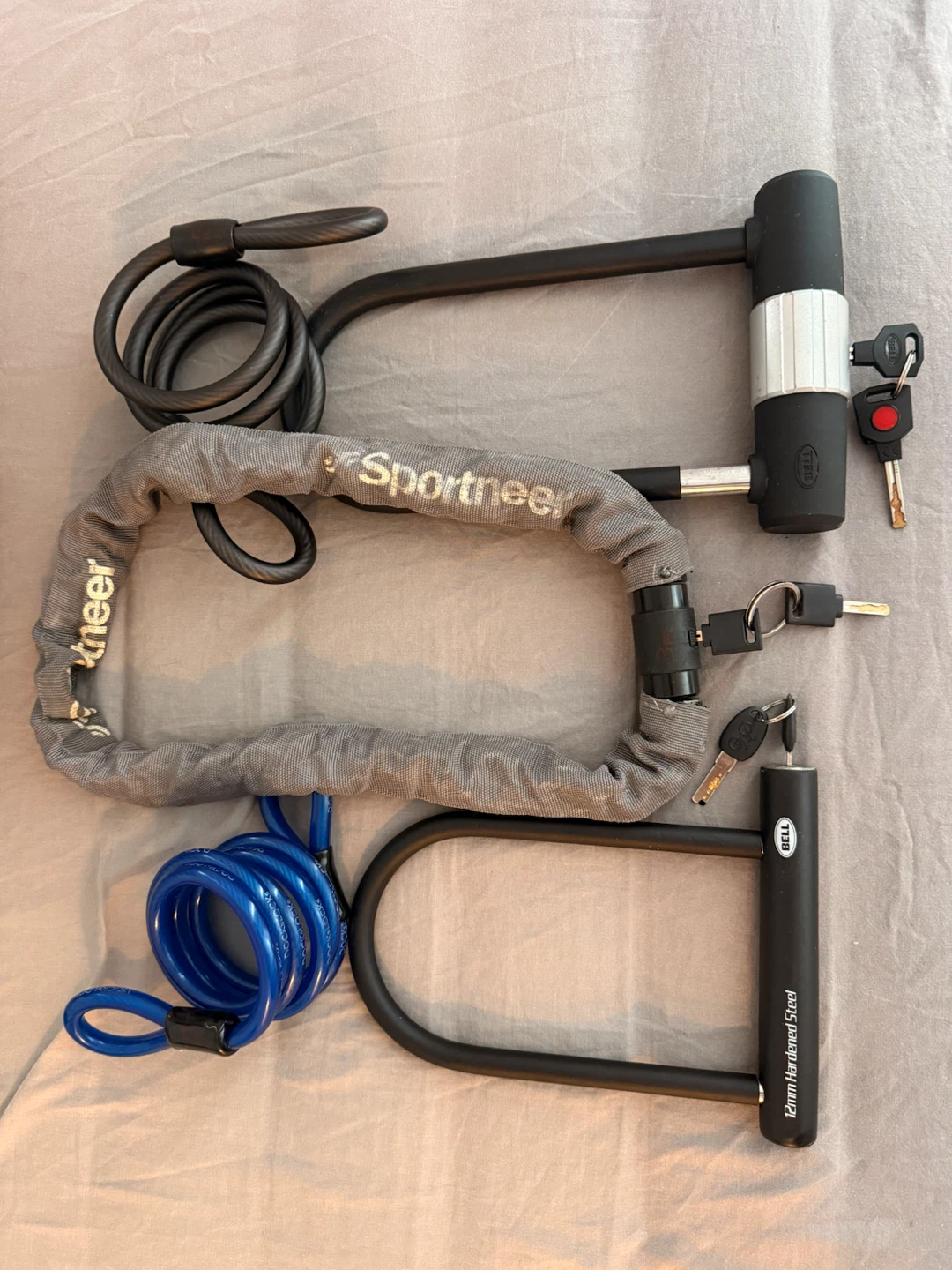 Sportneer Bike Chain Lock and Bell U-Locks