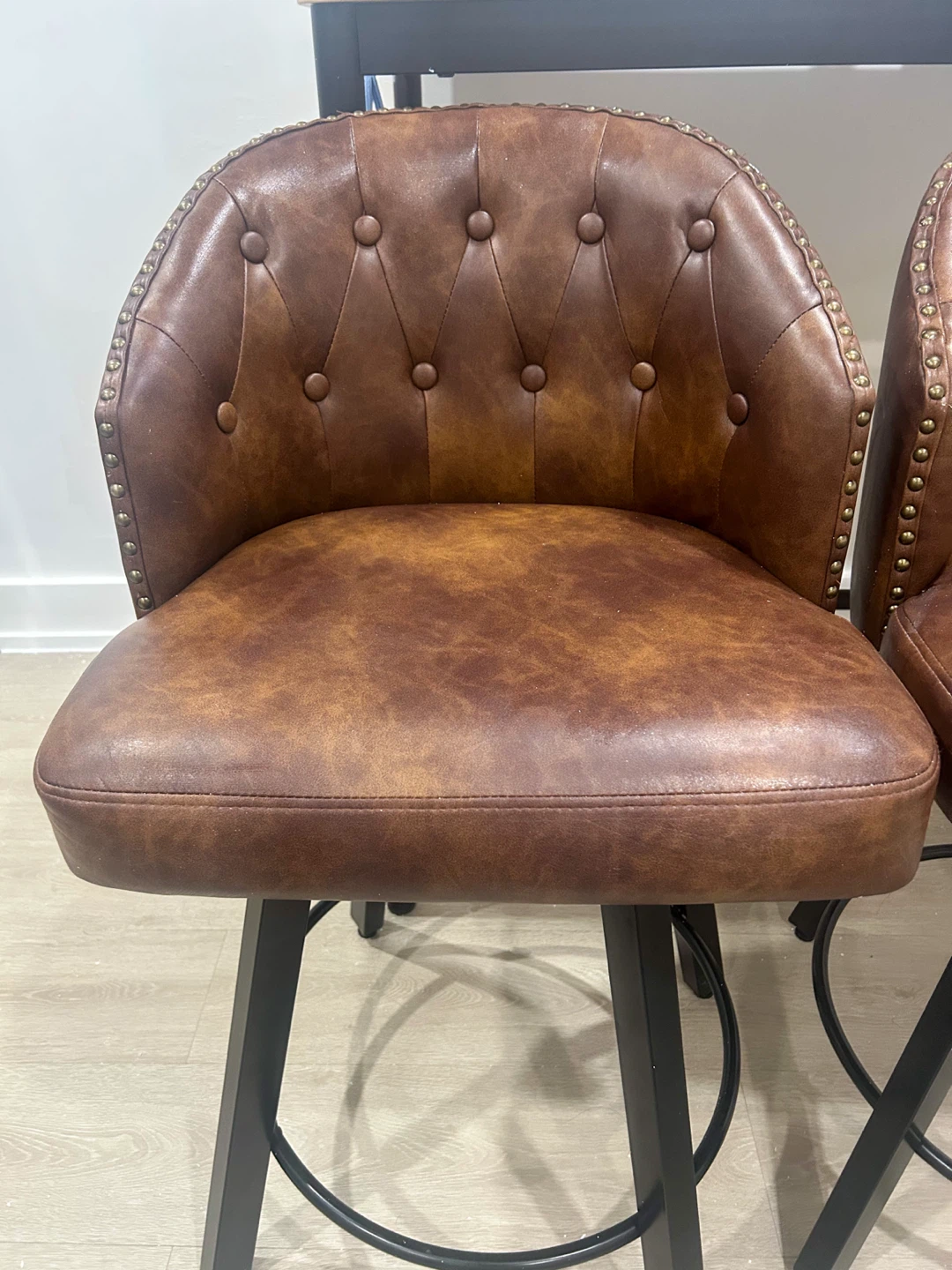 Set of 2 Brown Faux Leather Counter Height Bar Stools – 26” - photo 2