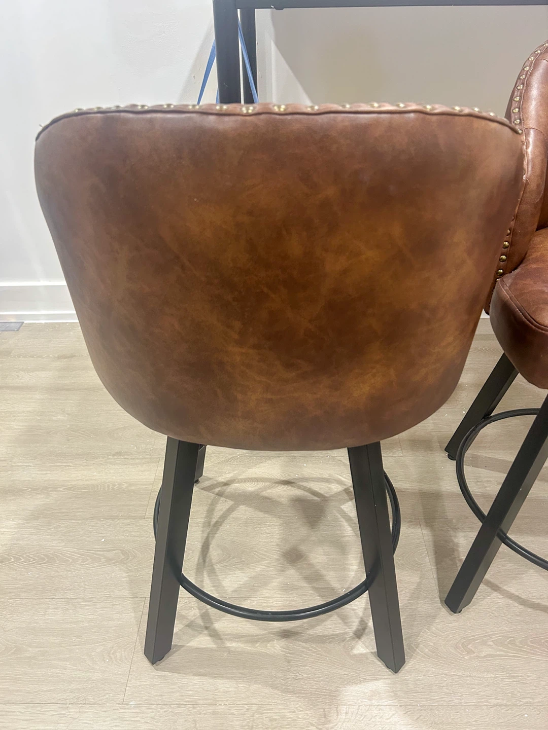 Set of 2 Brown Faux Leather Counter Height Bar Stools – 26” - photo 3