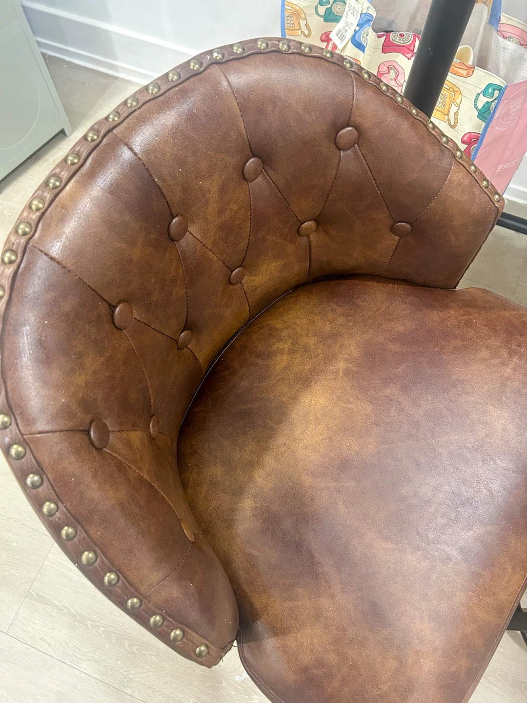 Set of 2 Brown Faux Leather Counter Height Bar Stools – 26” - photo 4