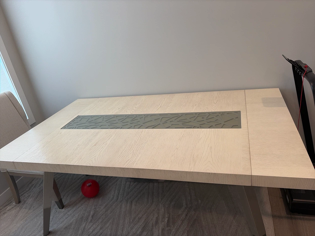 Modern Extendable Dining Table with Decorative Inlay