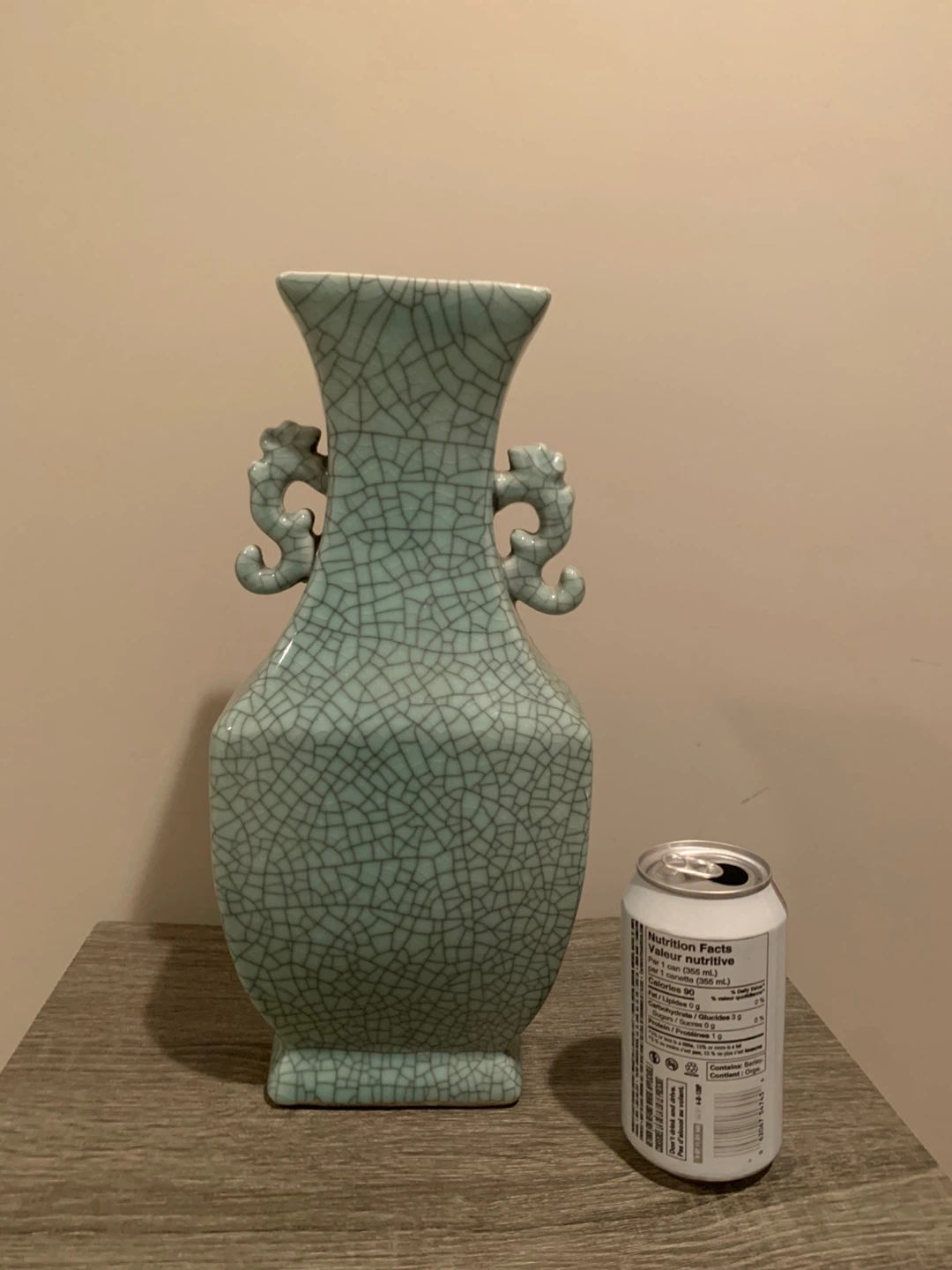 Light Blue Crackle Glaze Vase with Dragon Handles