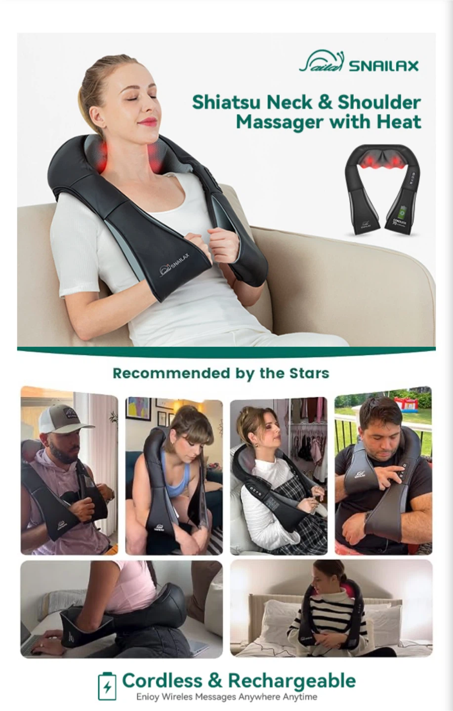Cordless Shiatsu Neck Back Massager - New in Box
