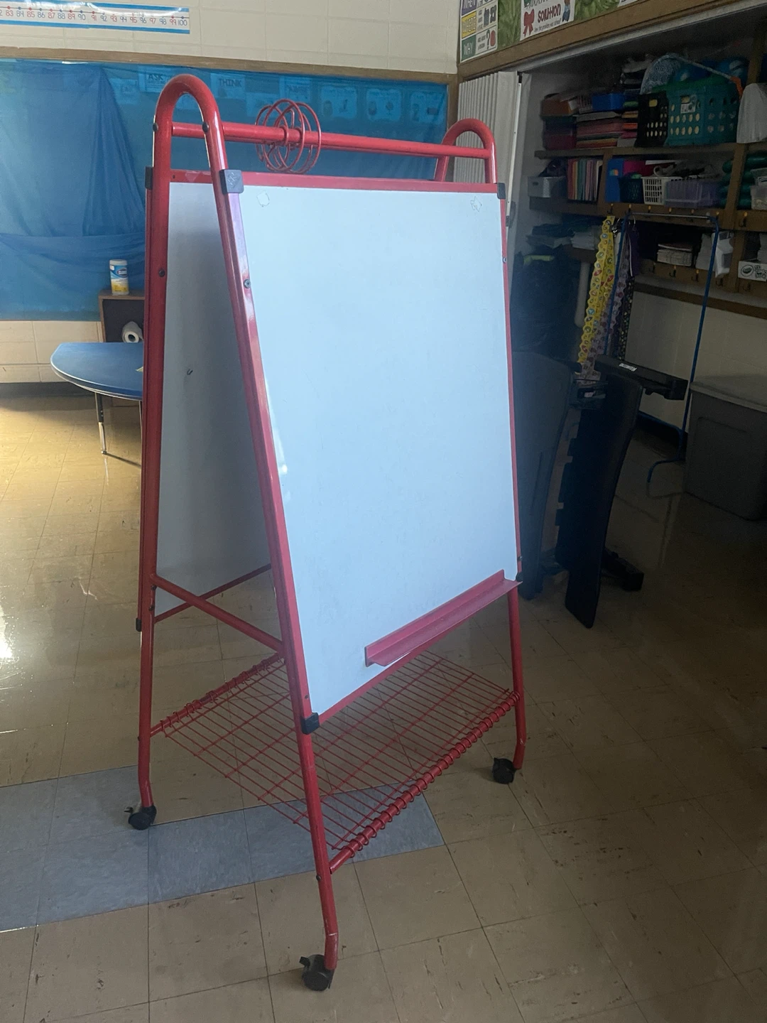 Red Double-Sided Easel with Wheels