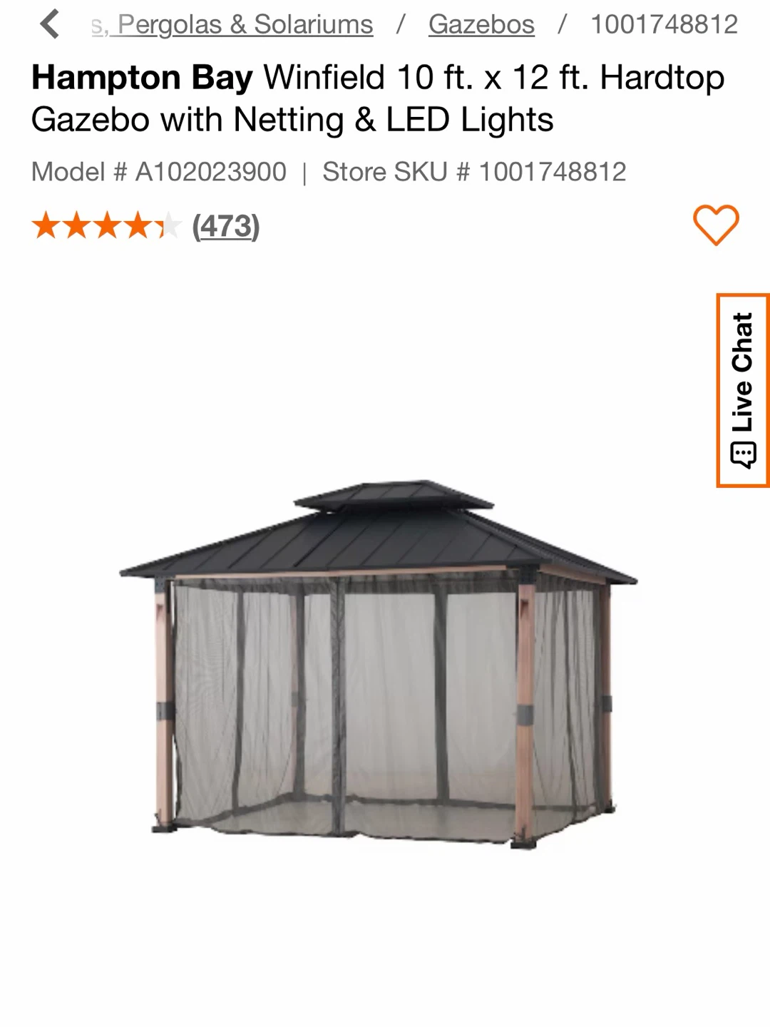 Hampton Bay Winfield 10 ft. x 12 ft. Hardtop Gazebo