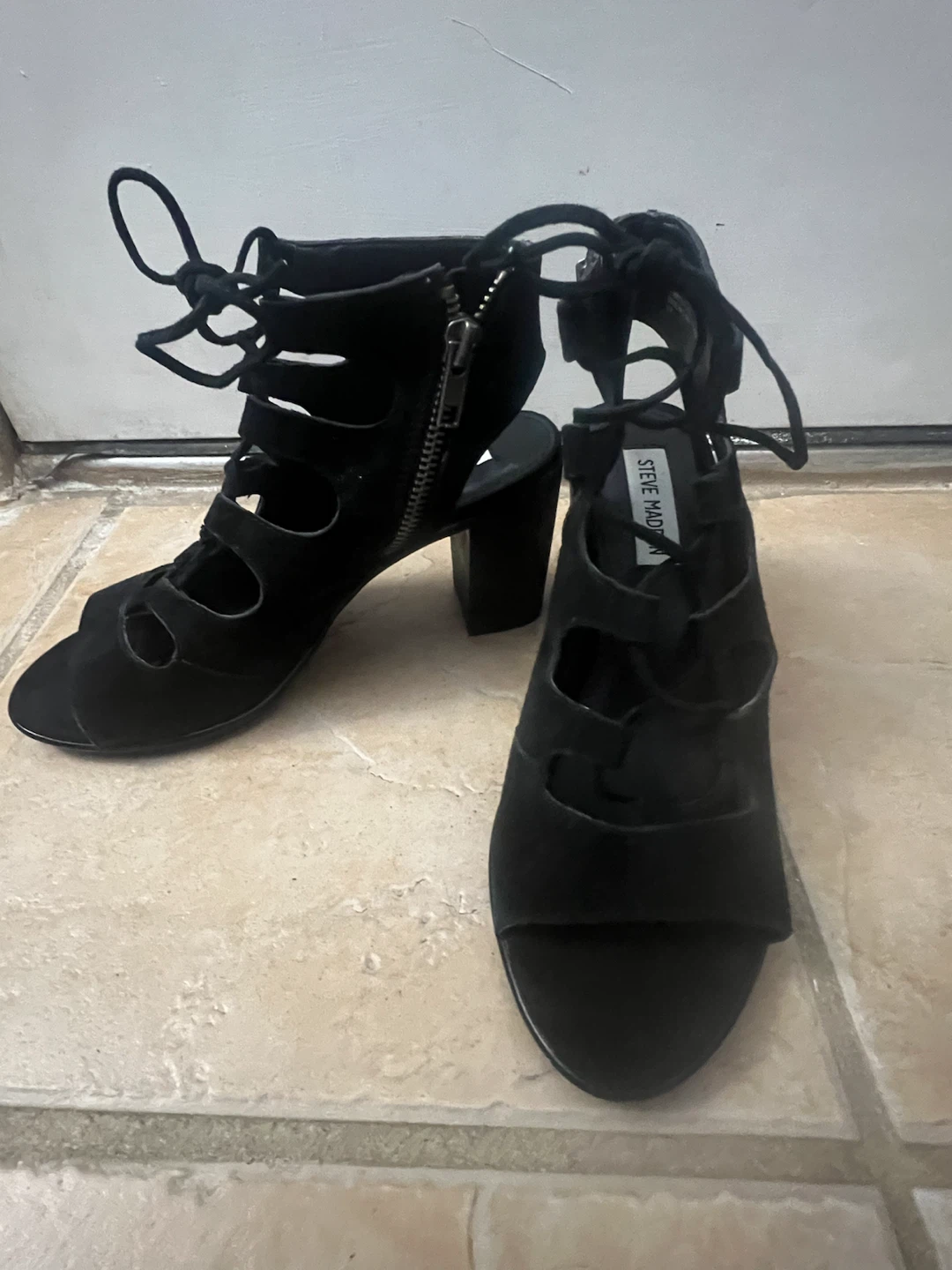 Steve Madden Black Lace-Up Heels