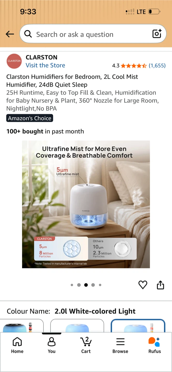 2L Clarston Humidifier – 7 LED Colours - photo 4
