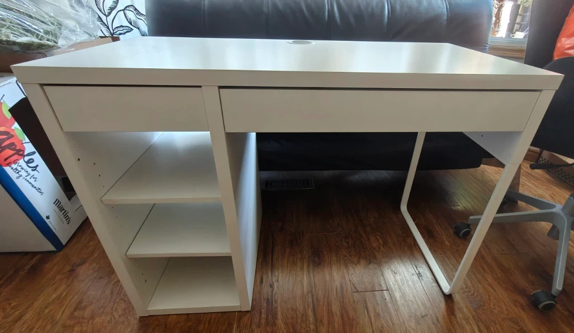 IKEA White Desk with Drawers and Cable Hole