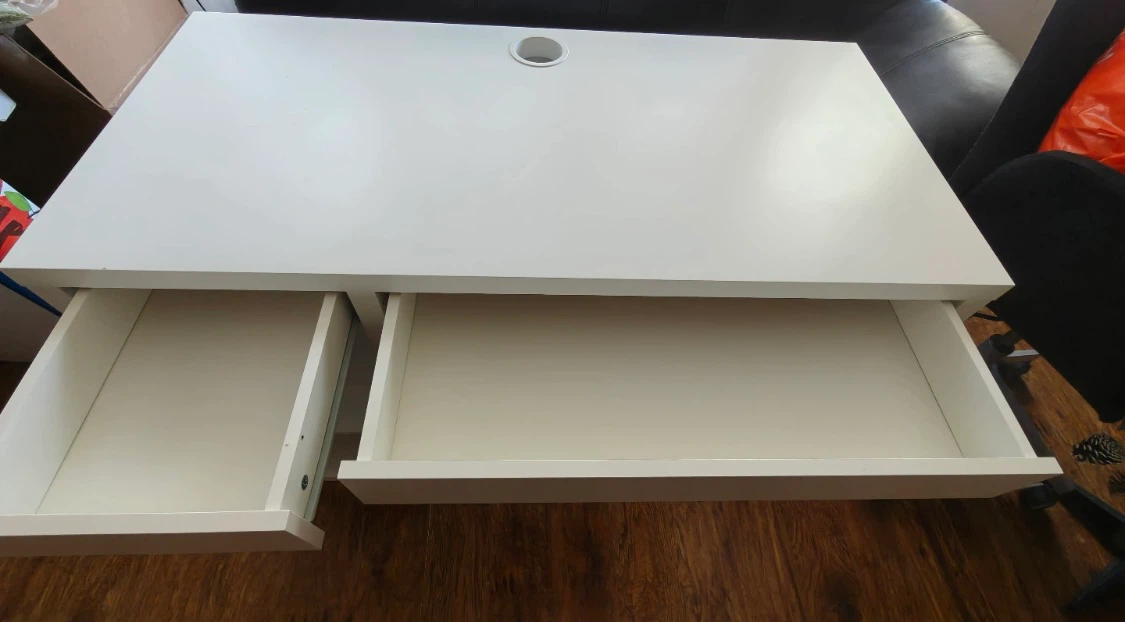 IKEA White Desk with Drawers and Cable Hole - photo 2