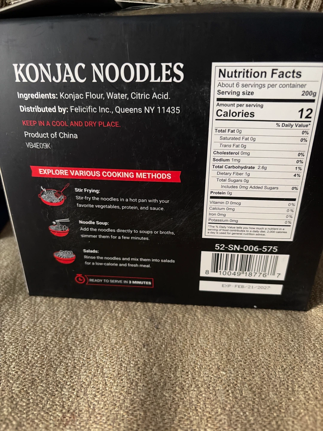 52USA Konjac Noodles 6 Pack (Fettuccine, Spaghetti, Angel Hair) - photo 2