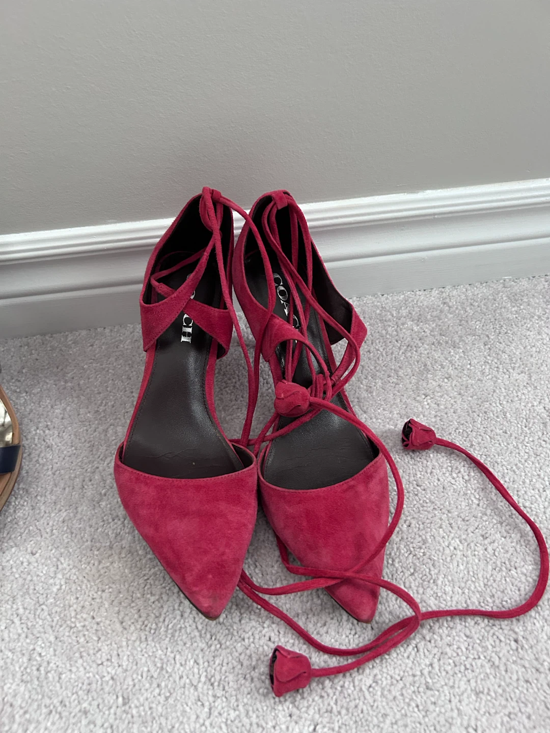 Coach Suede Lace-Up Heels 7.5