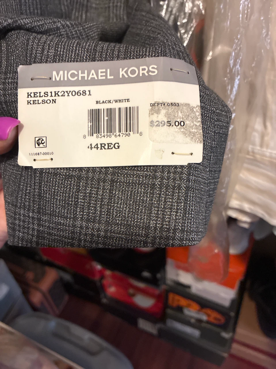 MICHAEL KORS KELSON Men's Suit Jacket 44REG Black/White - photo 3
