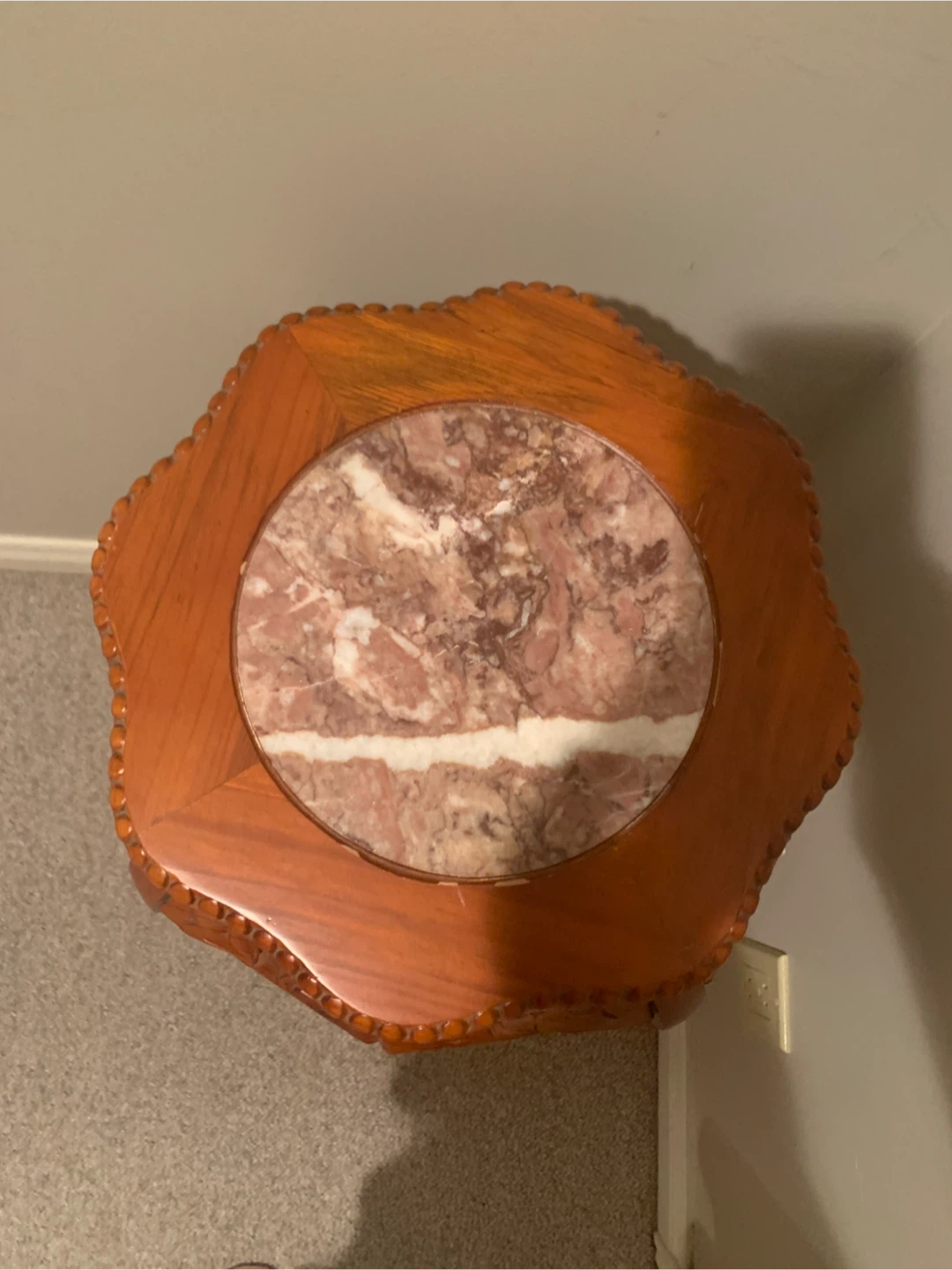 New-Wooden Side Table with Marble Top - photo 2