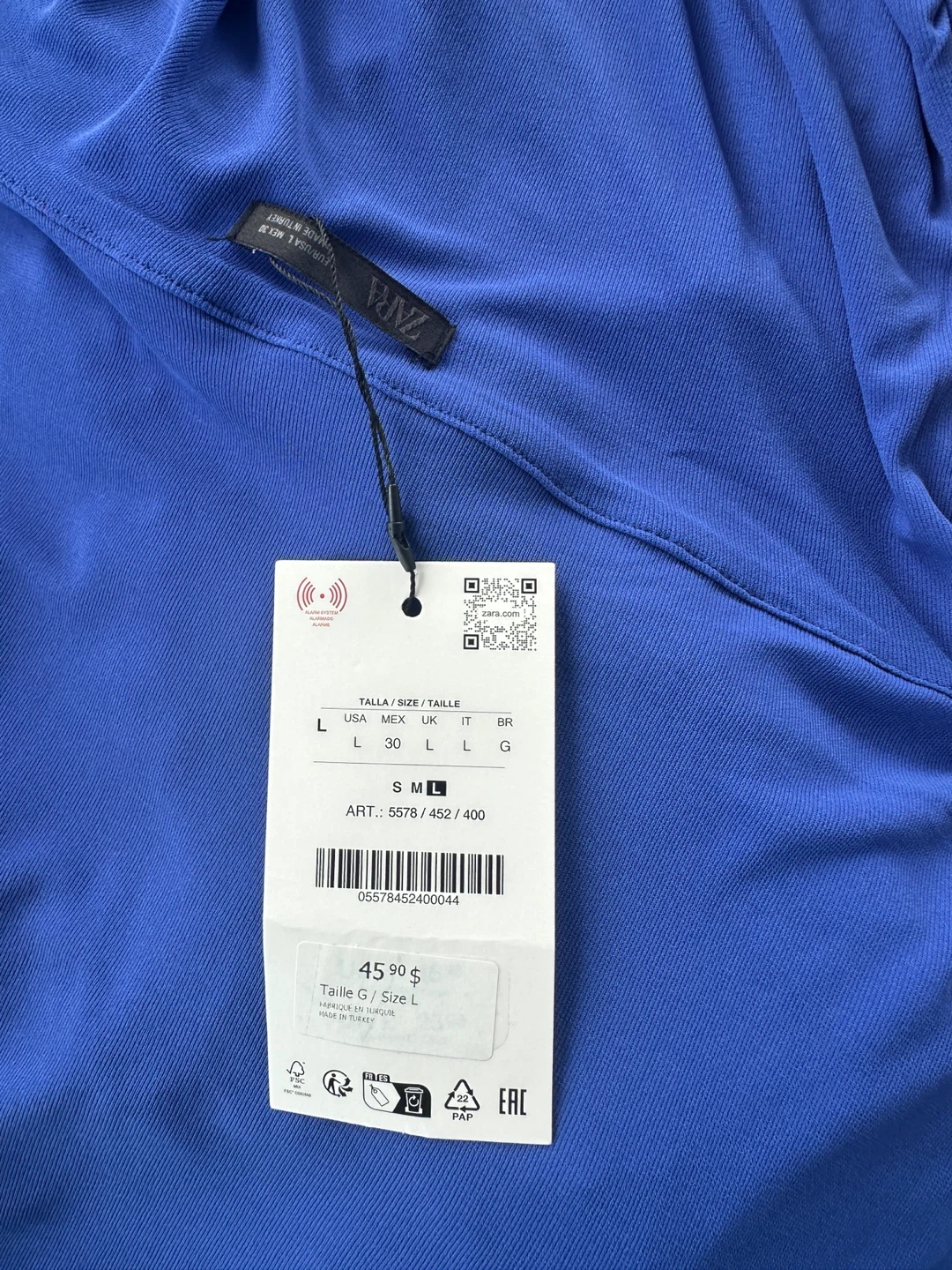 Brand new Zara Blue Asymmetrical Bodysuit - with tags Size L - photo 2