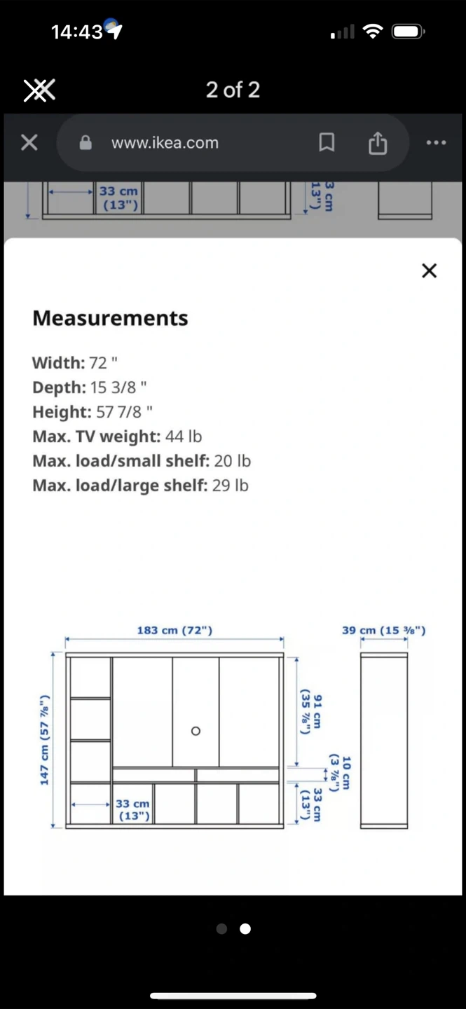 Black Entertainment Unit - 72" Wide - photo 2