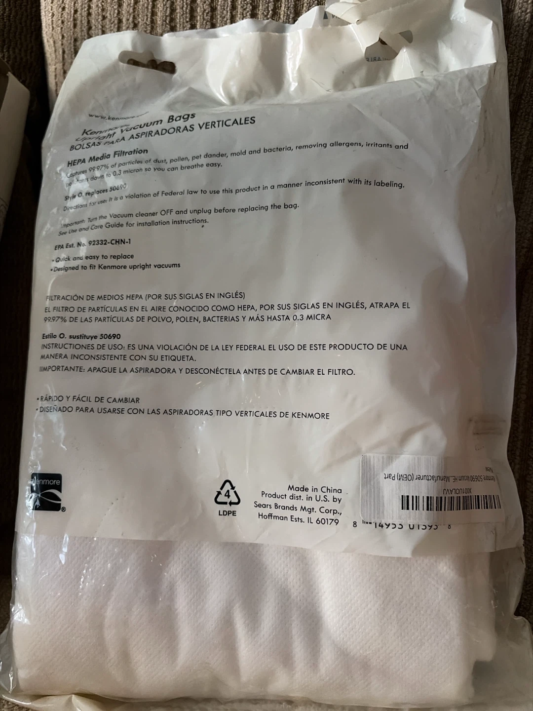Kenmore Upright Vacuum Bags HEPA Media Filtration 2 Bags - photo 2