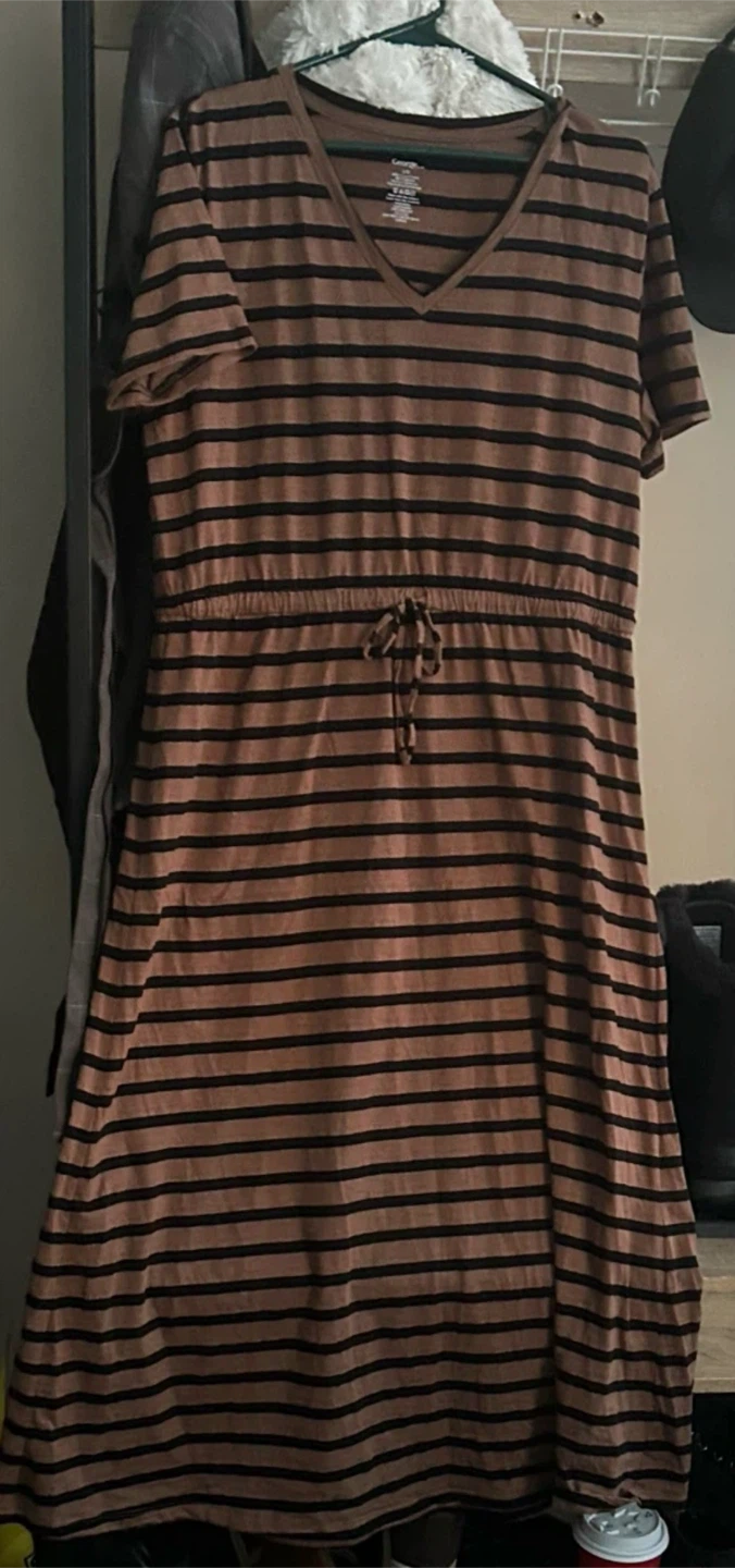 George Striped V-Neck Dress