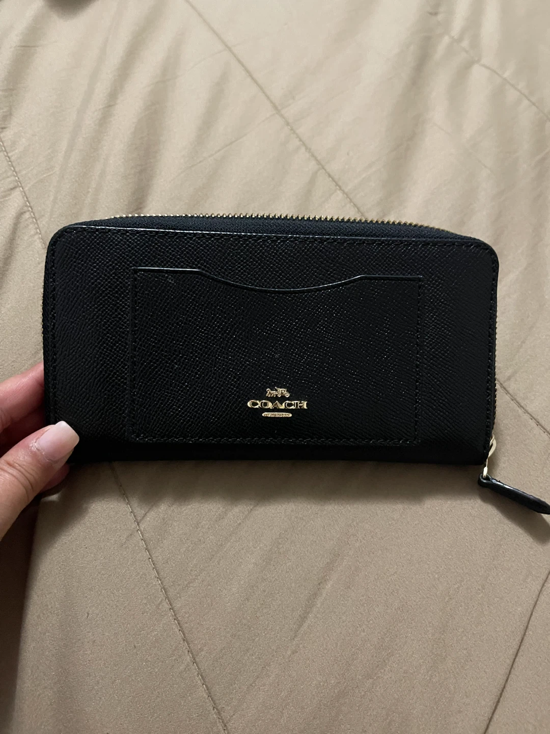 Coach Black Leather Zip Around Wallet
