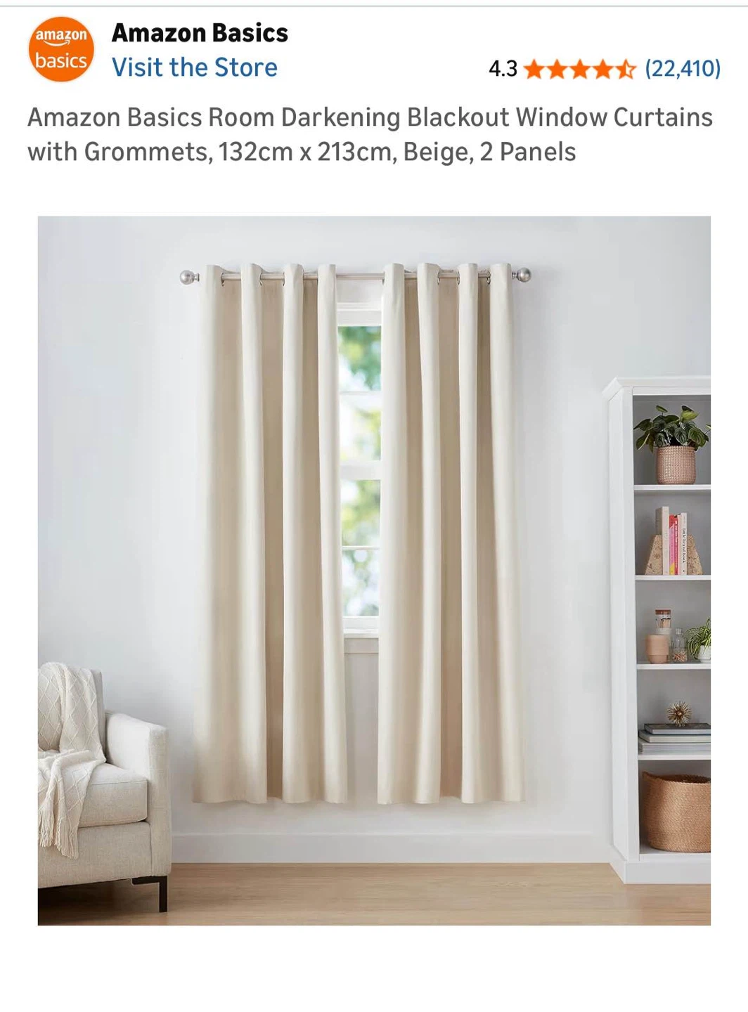 Brand new Amazon Basics Room-Darkening Blackout Curtain
