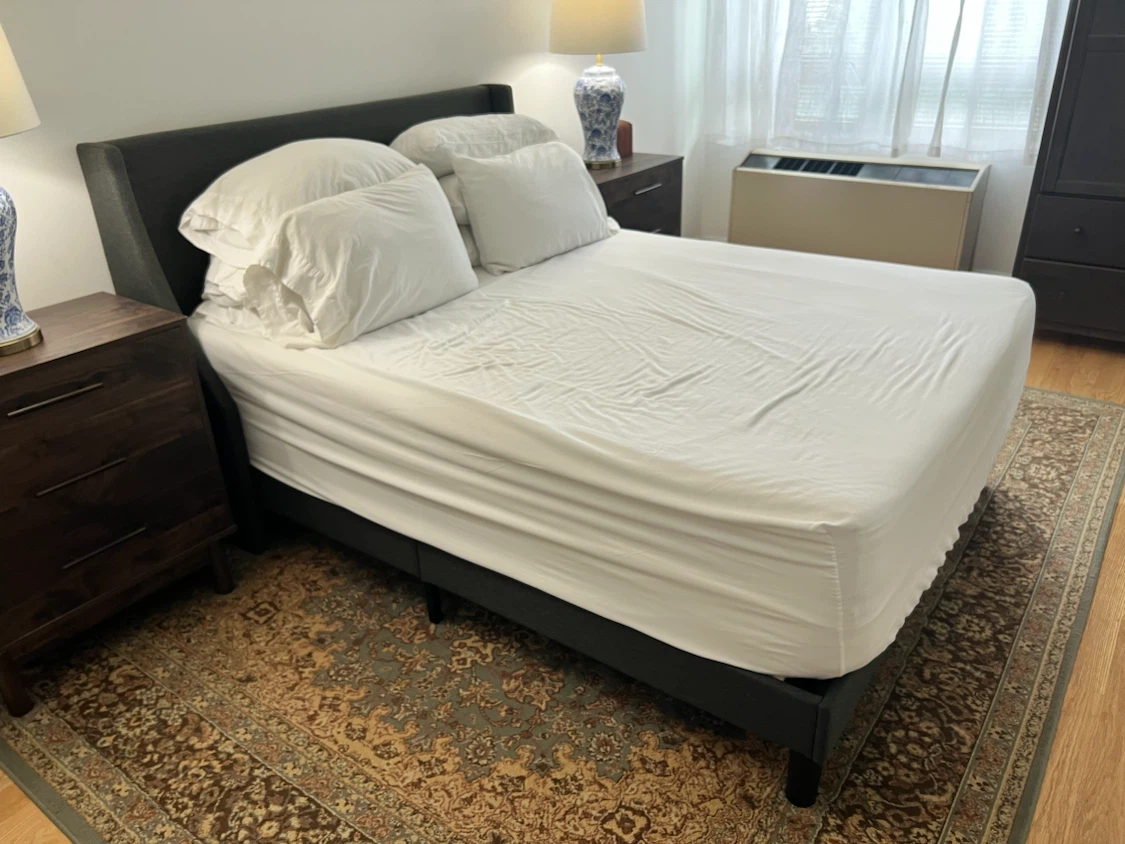 Queen Dark Gray Upholstered Bed Frame - photo 2