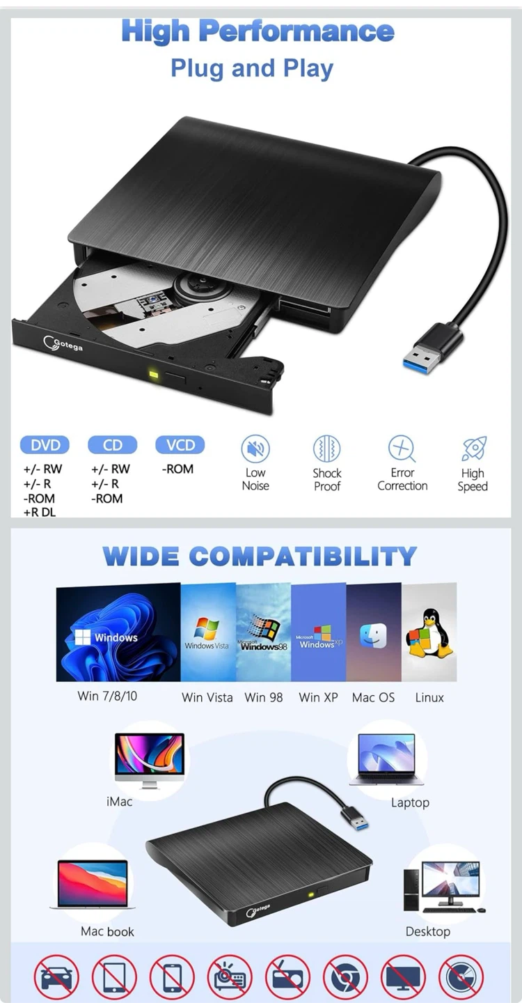 Gotega External CD/DVD Drive USB 3.0 - photo 3