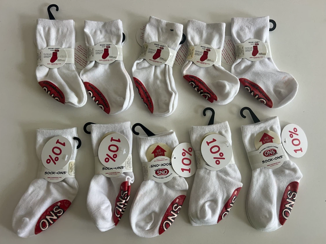 SOCK-ONS Baby Socks, 10=$5