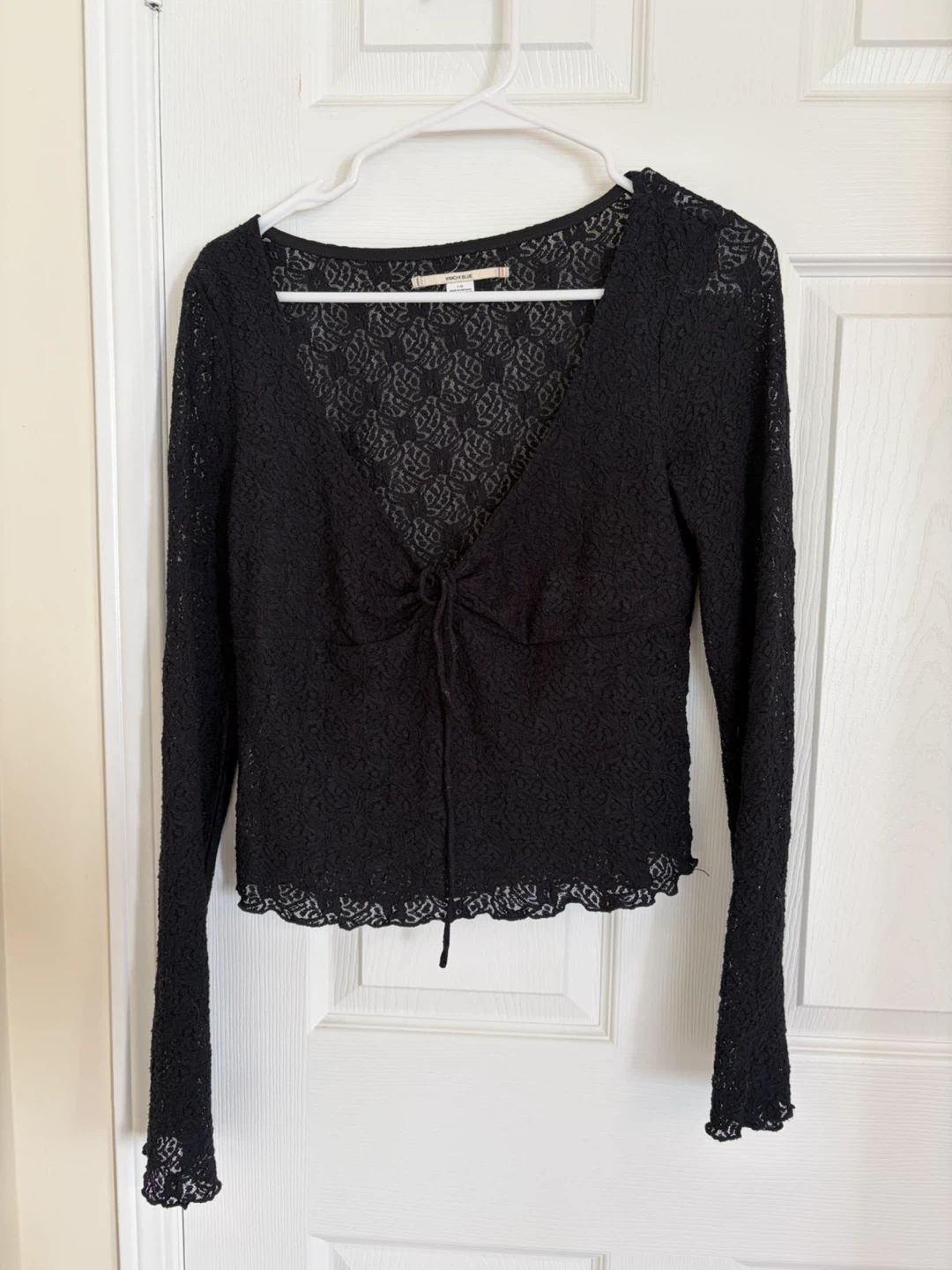 Kimchi Blue Black Lace Long Sleeve Top L