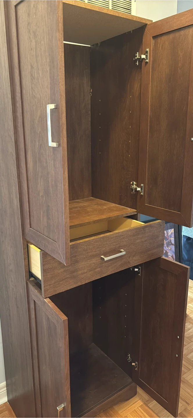 Dark Wood Tall Storage Cabinet with Drawers and Doors - photo 2