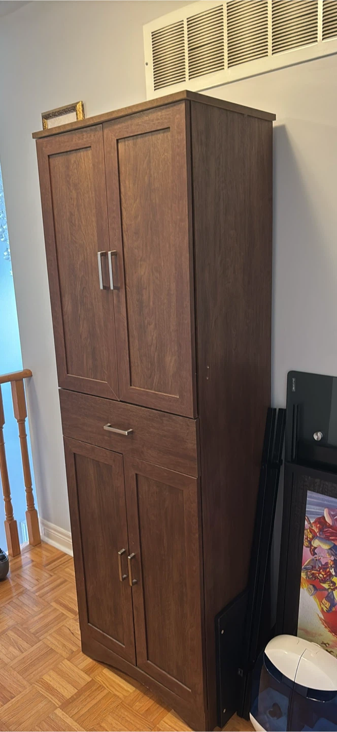 Dark Wood Tall Storage Cabinet with Drawers and Doors - photo 4