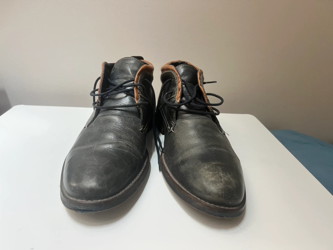 Men's Grey Leather Chukka Boots Size 8 - photo 2
