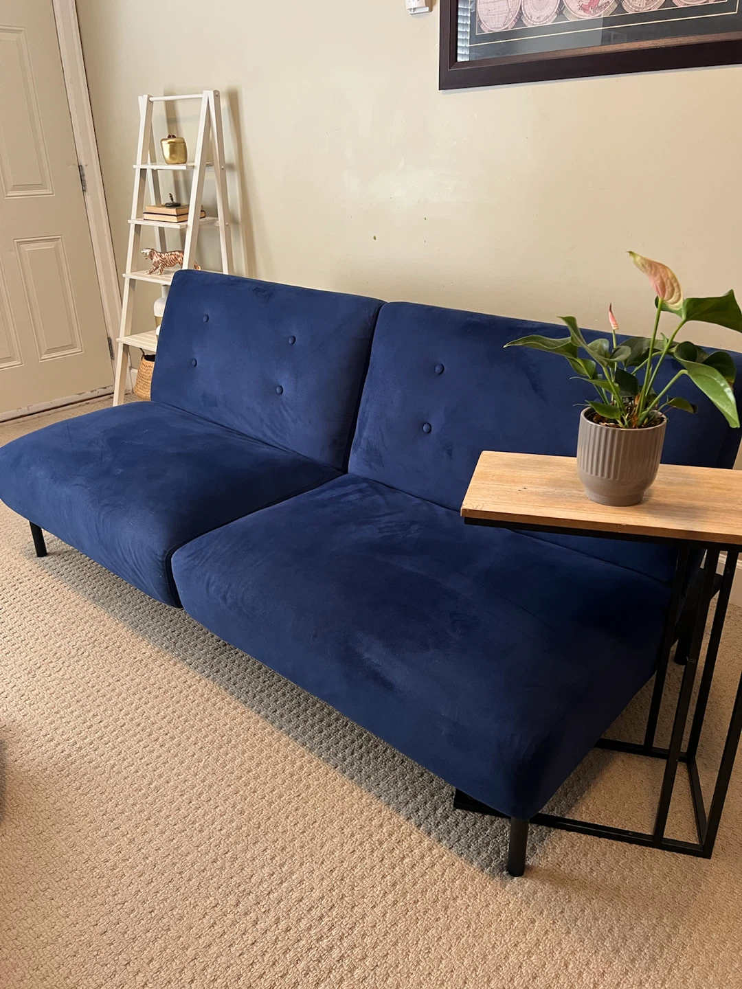 Blue Velvet Futon Sofa Bed