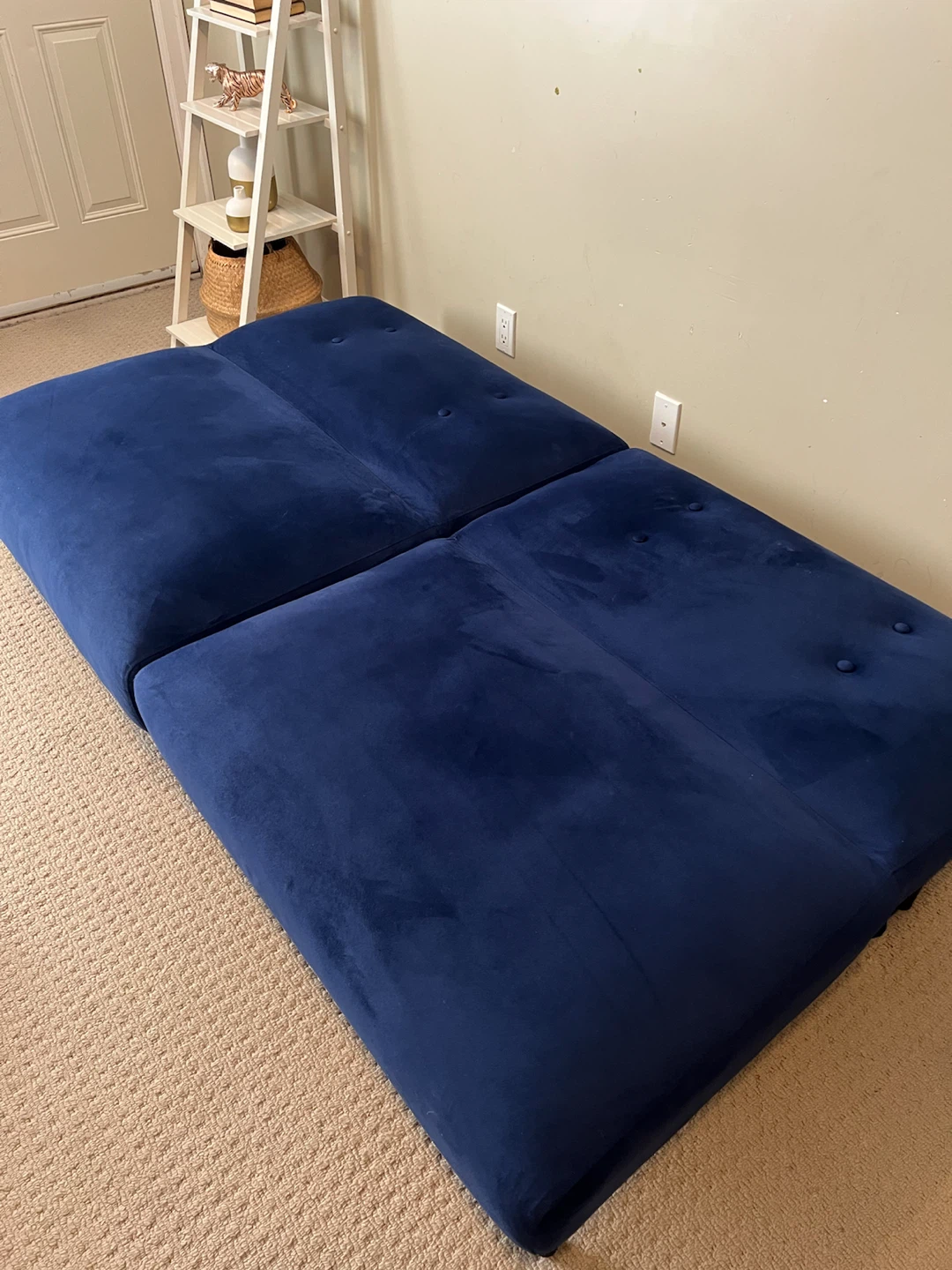 Blue Velvet Futon Sofa Bed - photo 4