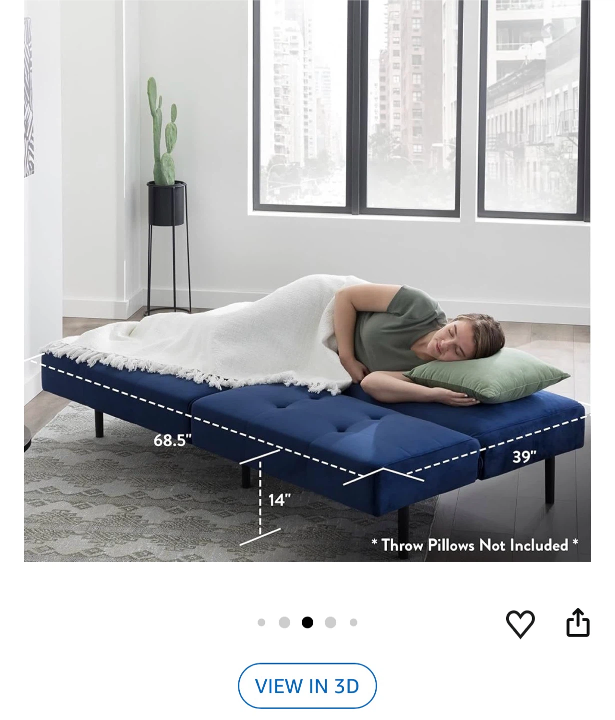 Blue Velvet Futon Sofa Bed - photo 5