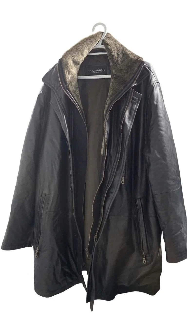 MAC-MOR Men's Faux Fur Lined Leather Jacket