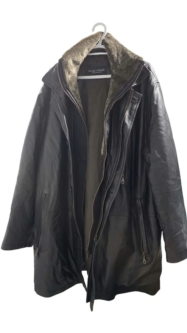 MAC-MOR Men's Faux Fur Lined Leather Jacket