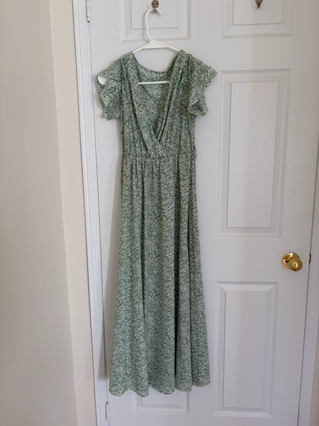 Green floral print maxi dress