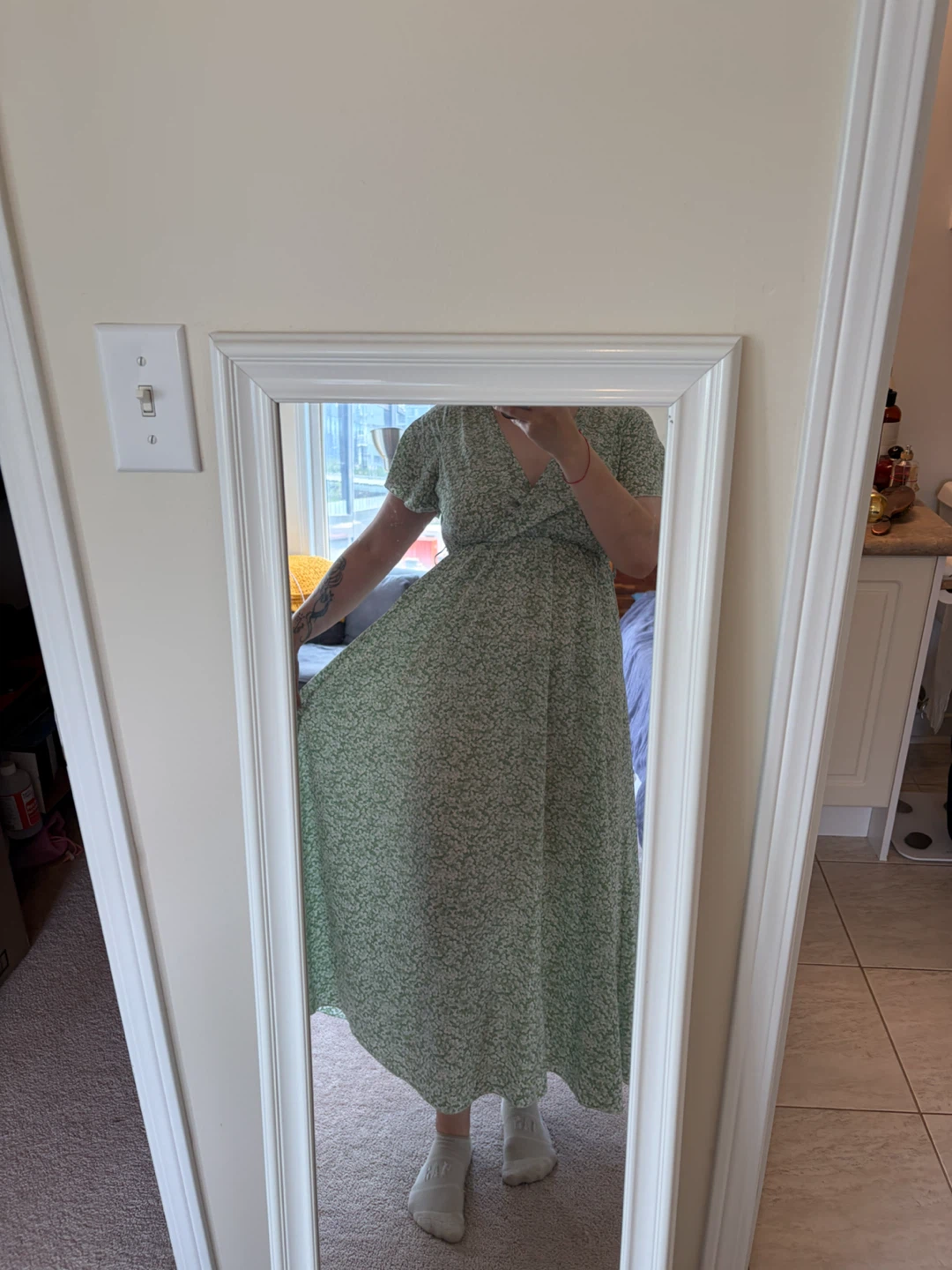 Green floral print maxi dress - photo 4