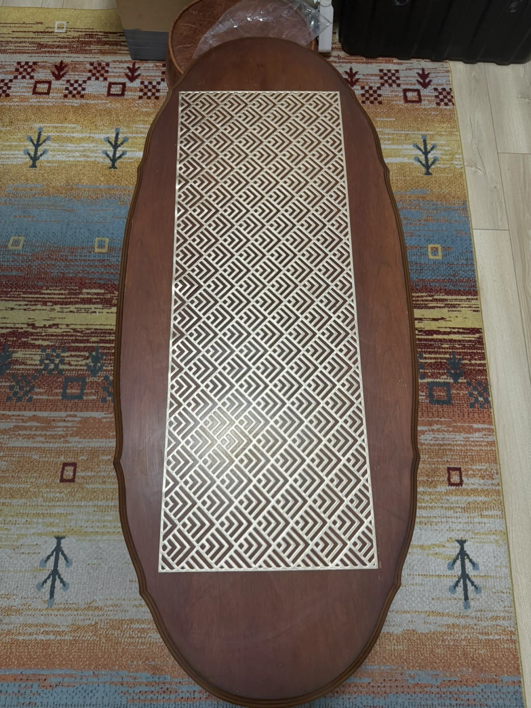 Wooden Coffee Table with Decorative Inlay