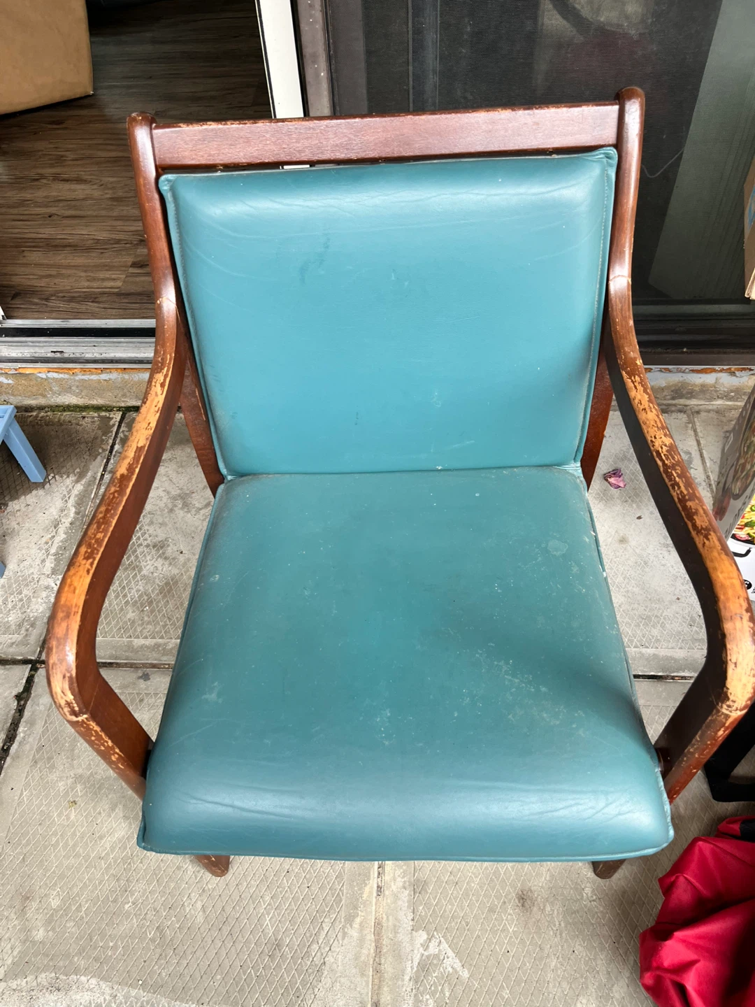Solid Move out sale !! Wooden Armchair with Teal Upholstery - photo 2