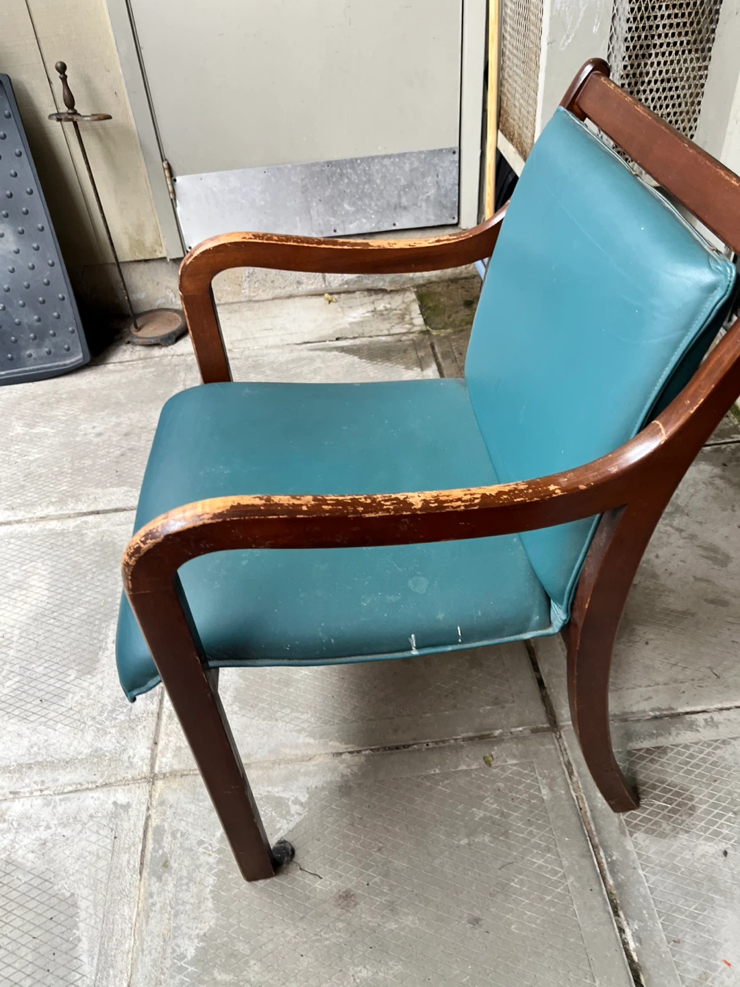 Solid Move out sale !! Wooden Armchair with Teal Upholstery